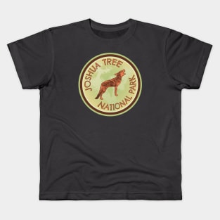 Joshua Tree Coyote Woodcut Style Logo Kids T-Shirt